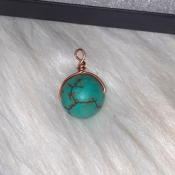 2 copper wire wrapped bead charms or pendants - Picture 3 of 5